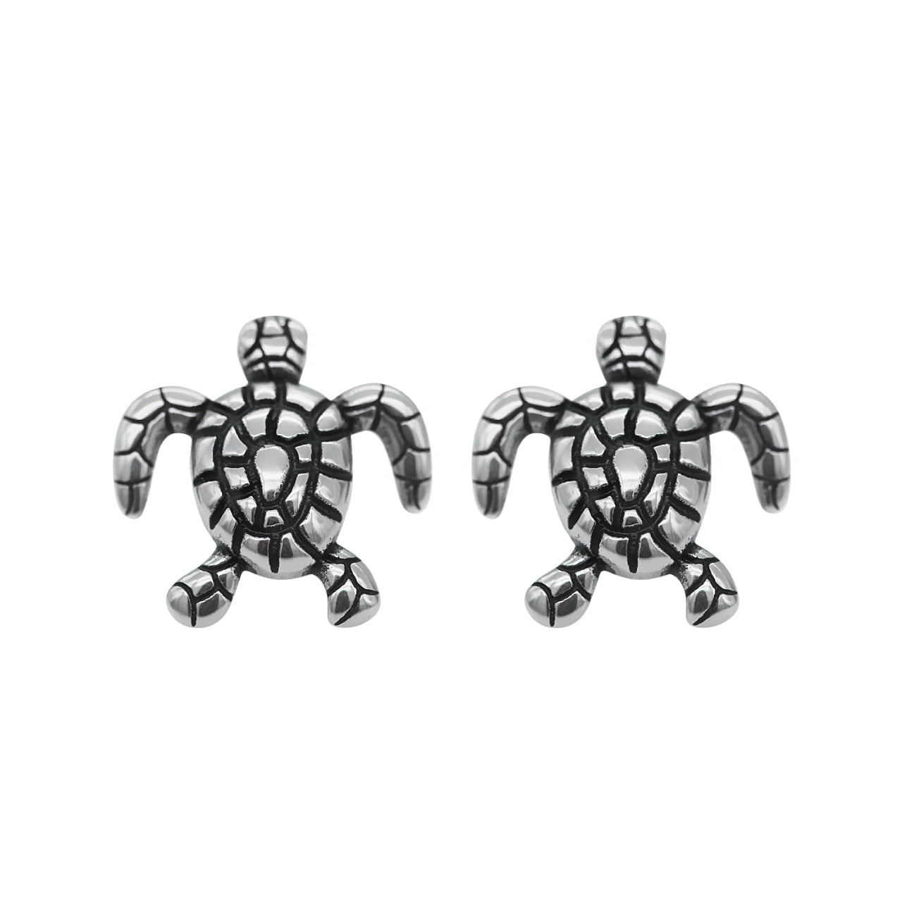 Silver Sea Turtle Stud Earrings Sterling Hypoallergenic