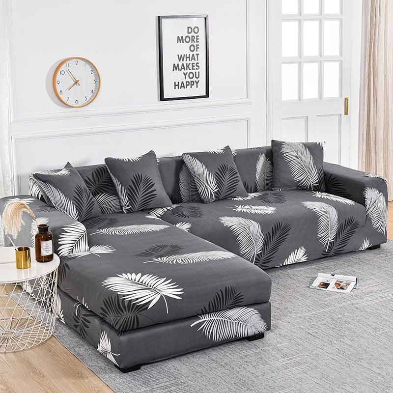 Sofa Cover Geometric Couch Cover Elastic Sofa Cover for Living Room Pets Corner L Shaped Chaise Longue Sofa Slipcover Shaped Sofa Slipcovers with Elastic Bottom, Jacquard Chaise Lounge Set for Living Room