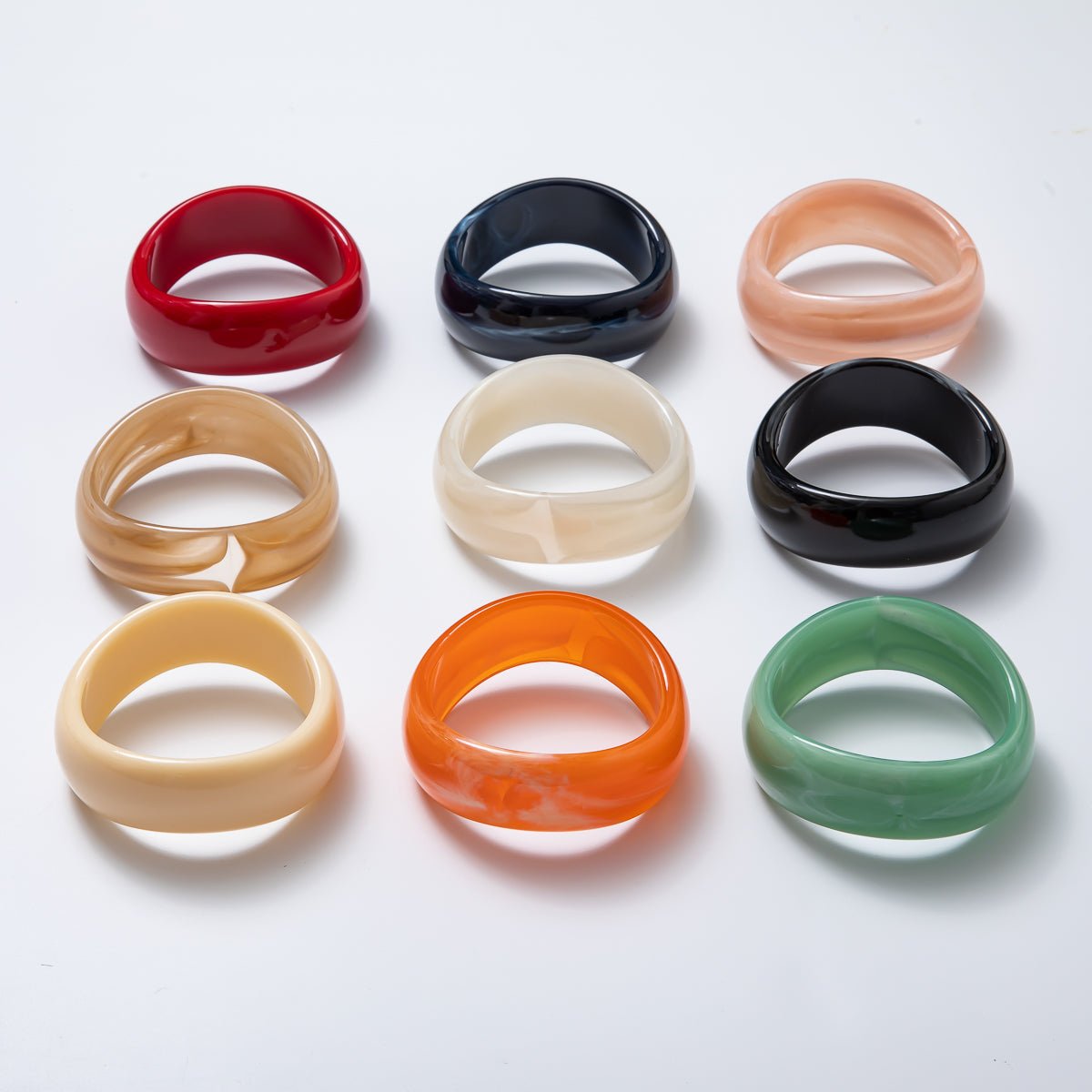 Solid Resin Acrylic Geometric Wide Bangle Bracelet | WA-3384 ~ WA-3393