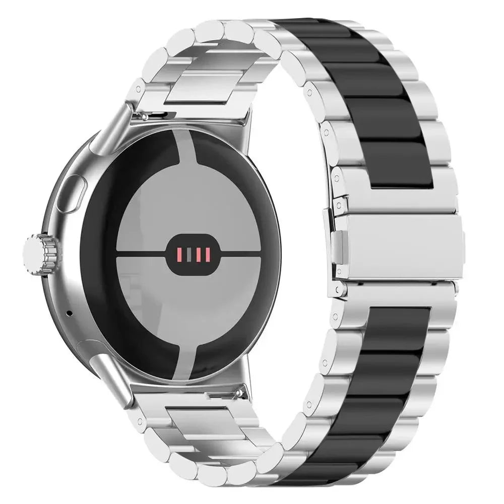Three-Row Steel Link Google Pixel Watch Bracelet