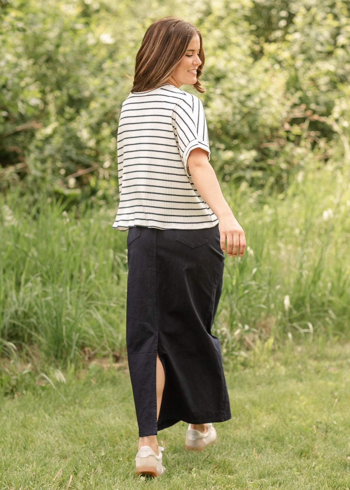 Stella Navy Maxi Denim Skirt